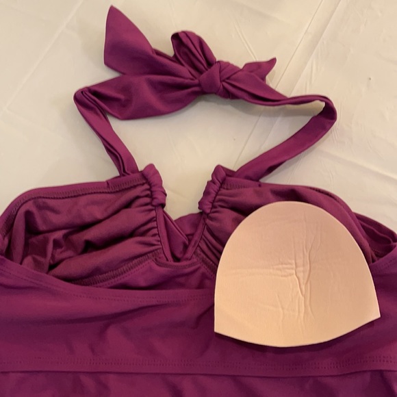 Elle Purple Halter Tankini Swimwear Top 10 - Picture 9 of 9
